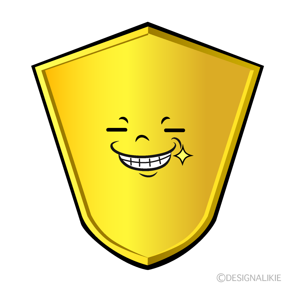 かわいいニヤリの盾イラスト