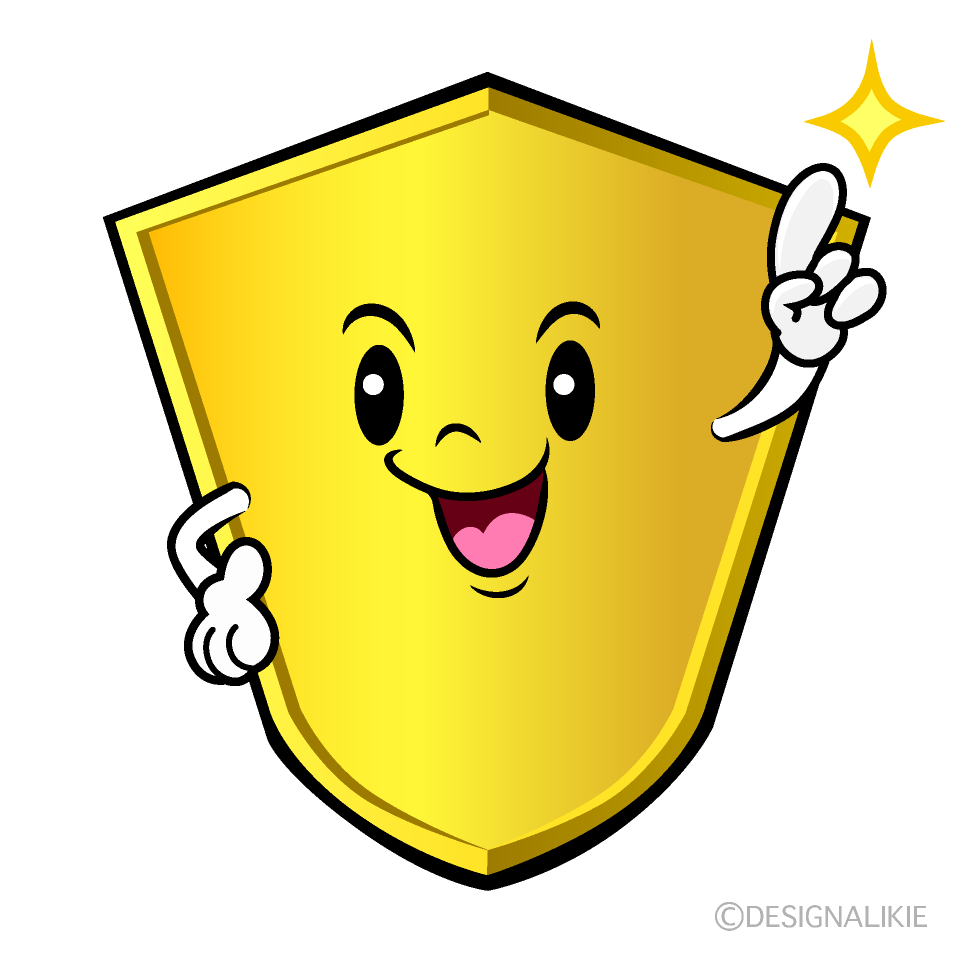 かわいい指差す盾イラスト