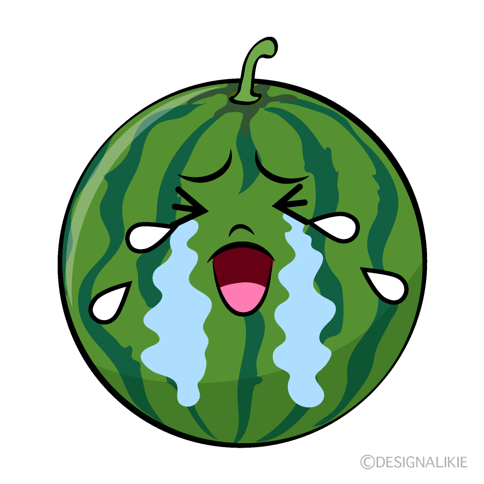 かわいい泣くスイカイラスト