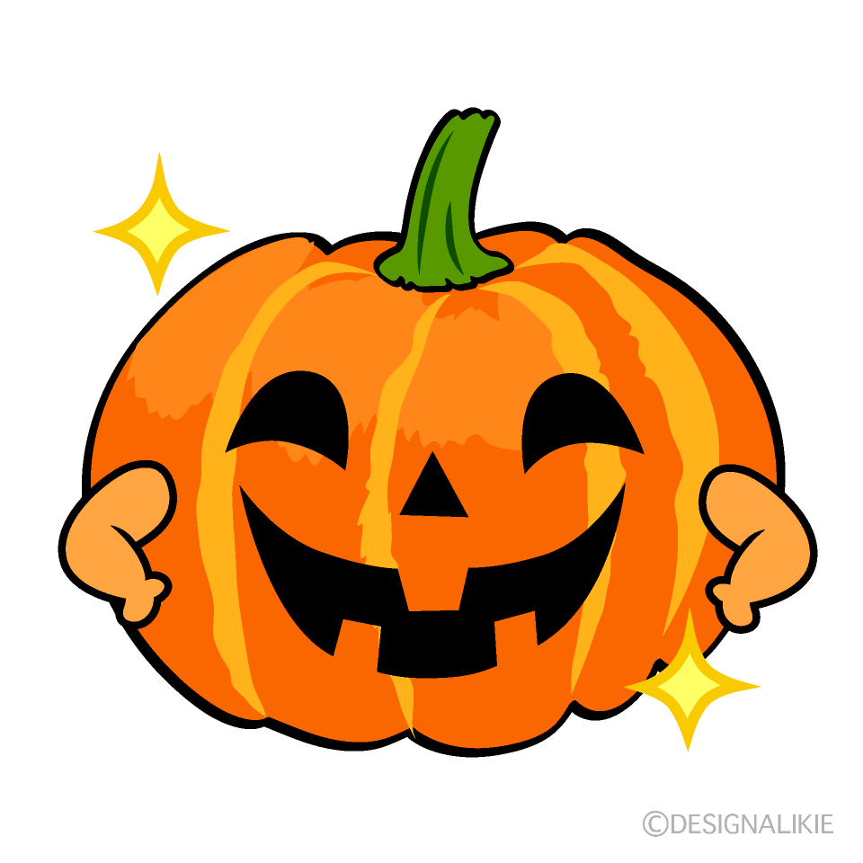 かわいい煌くハロウィンかぼちゃイラスト