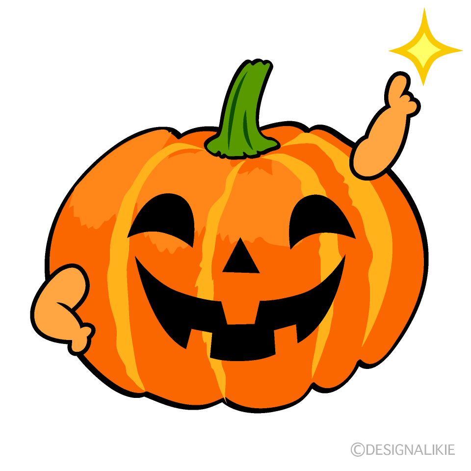 Cute Halloween Pumpkin Pointing Clipart