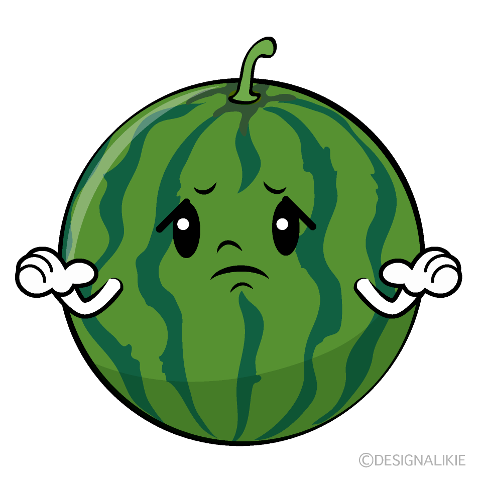 Cute Worried Watermelon Clipart
