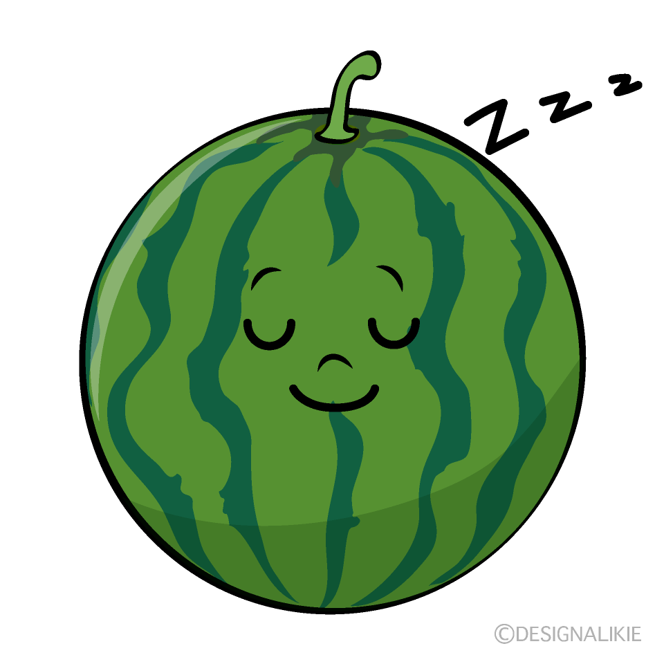 かわいい寝るスイカイラスト