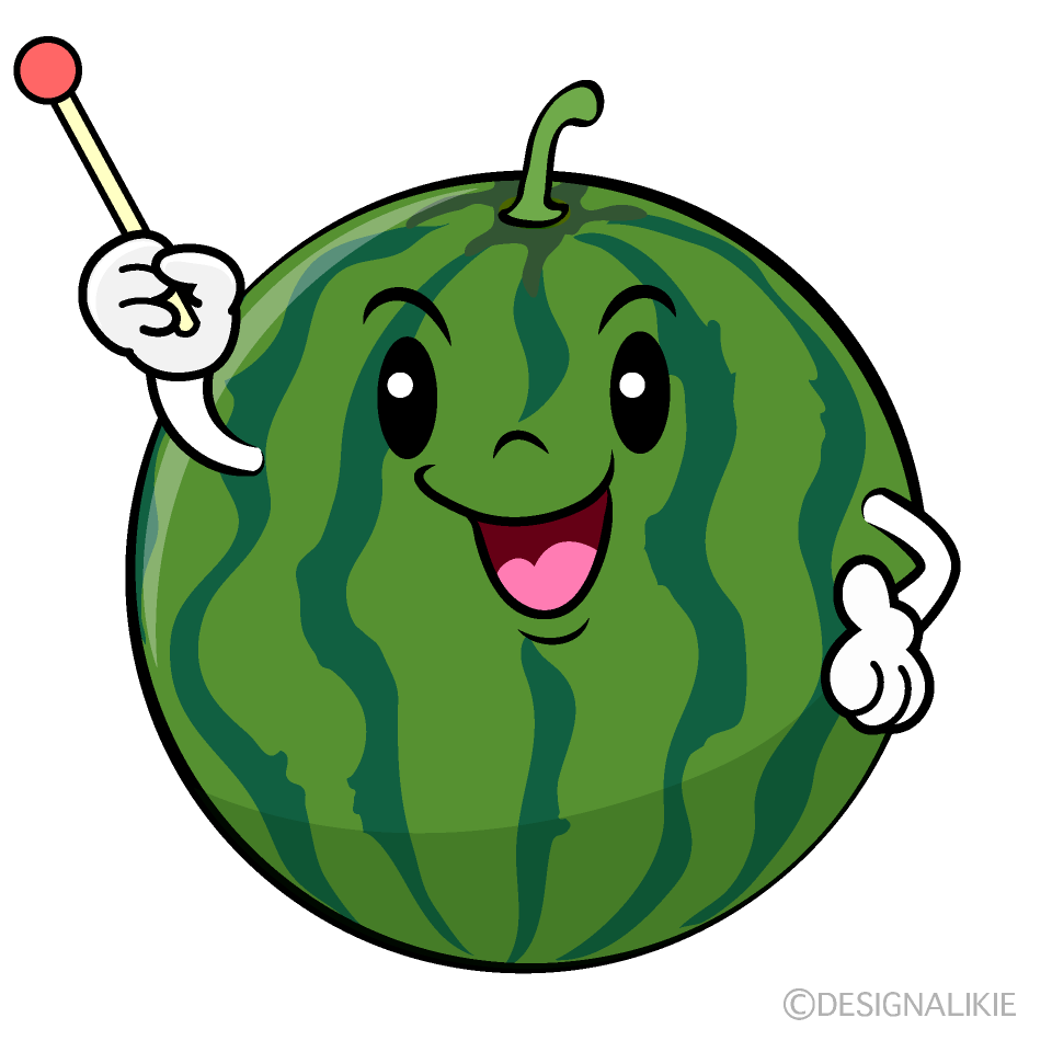 かわいい説明するスイカイラスト