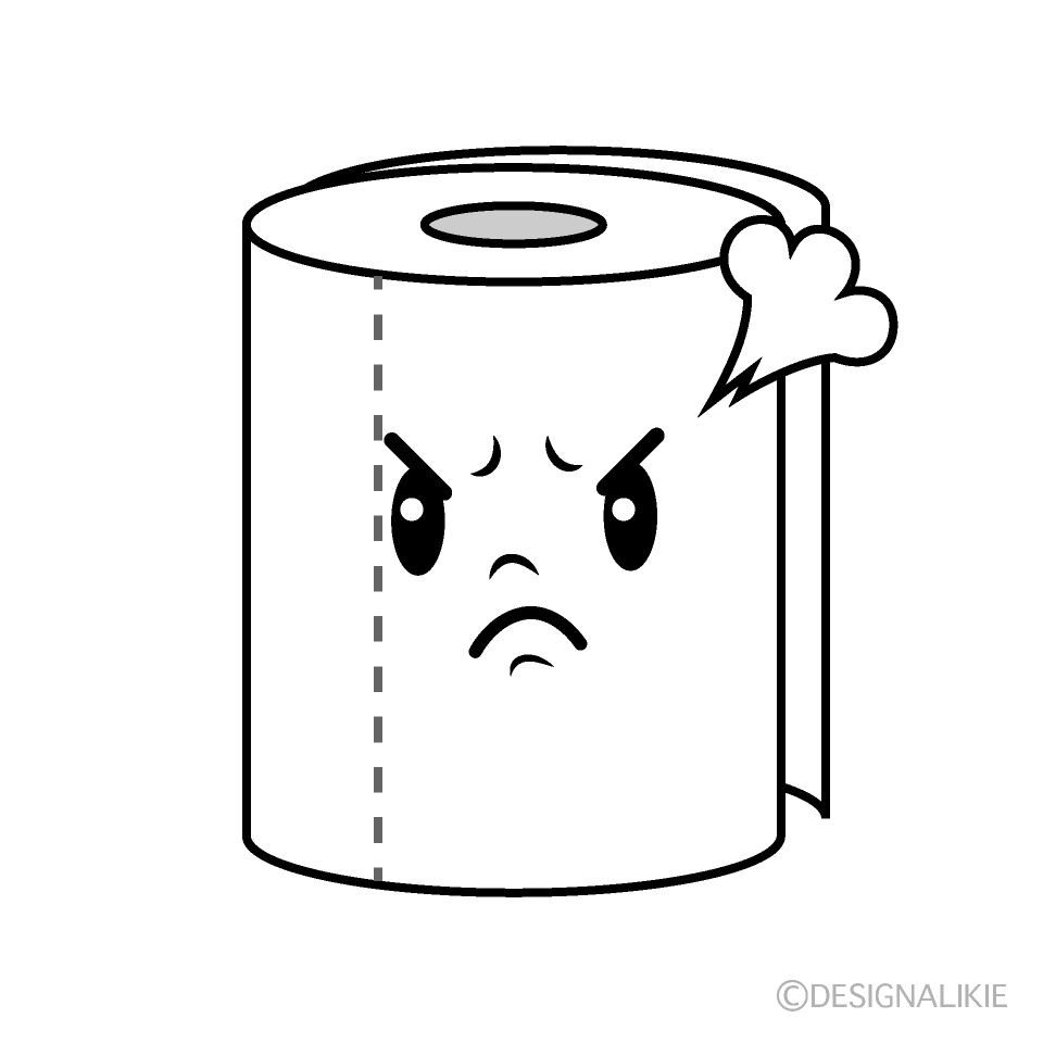 かわいい怒るトイレットペーパーイラスト