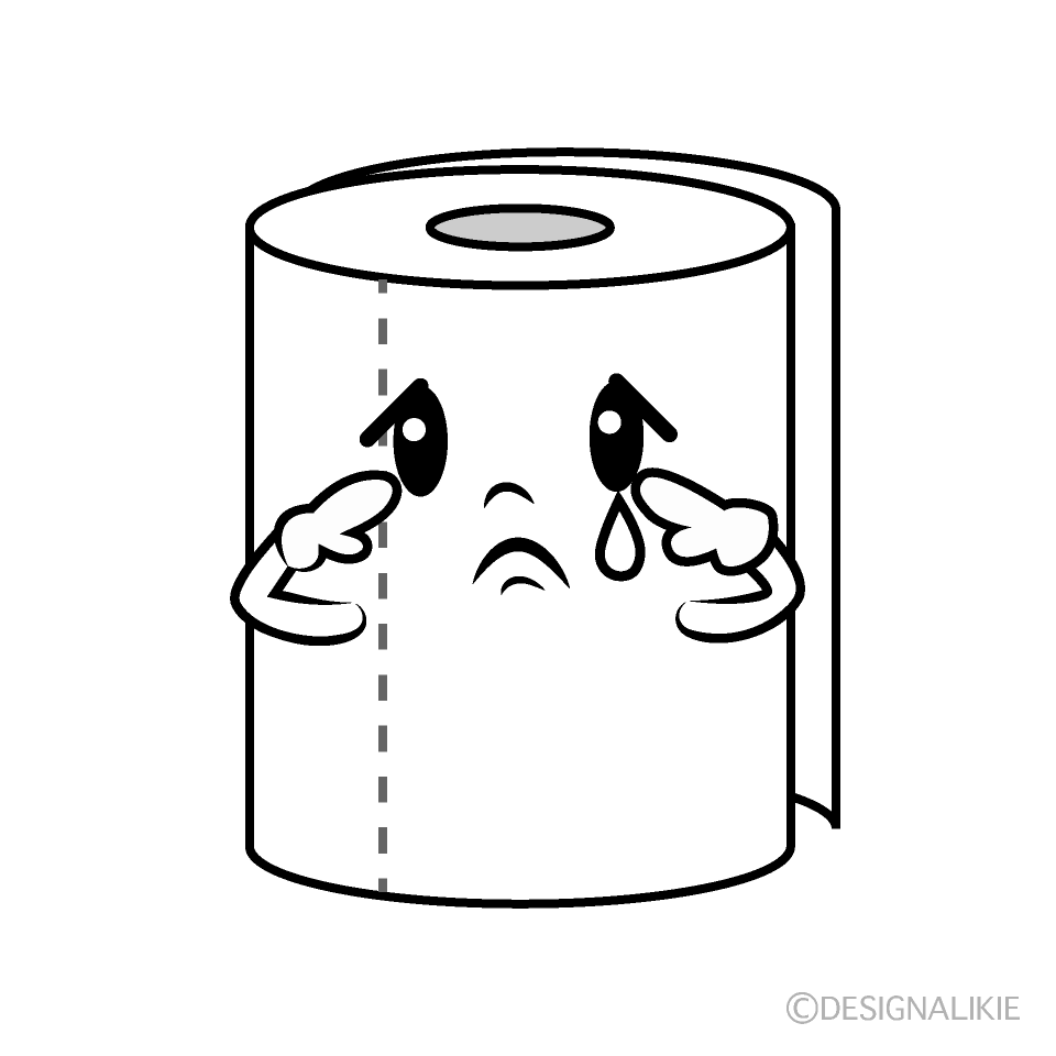 かわいい悲しいトイレットペーパーイラスト