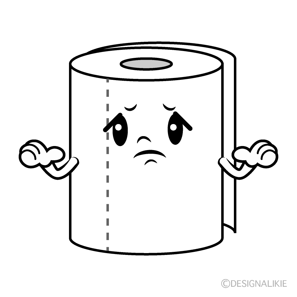 かわいい困るトイレットペーパーイラスト