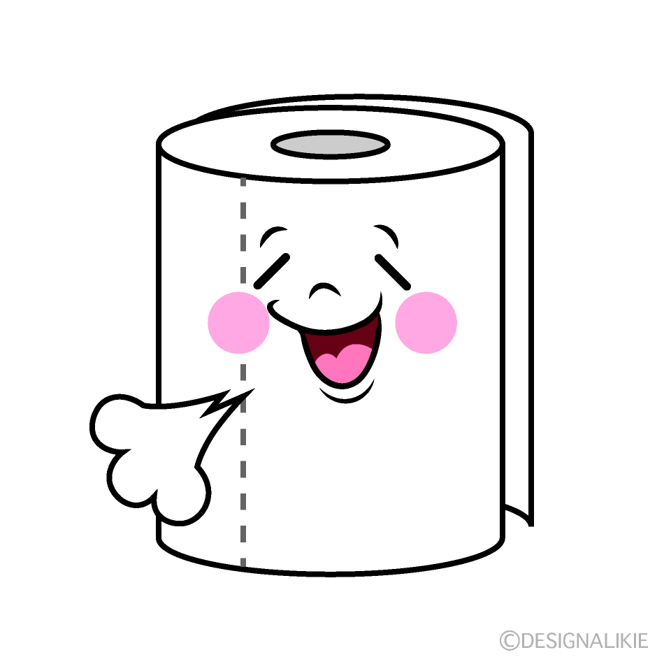 かわいいリラックスするトイレットペーパーイラスト