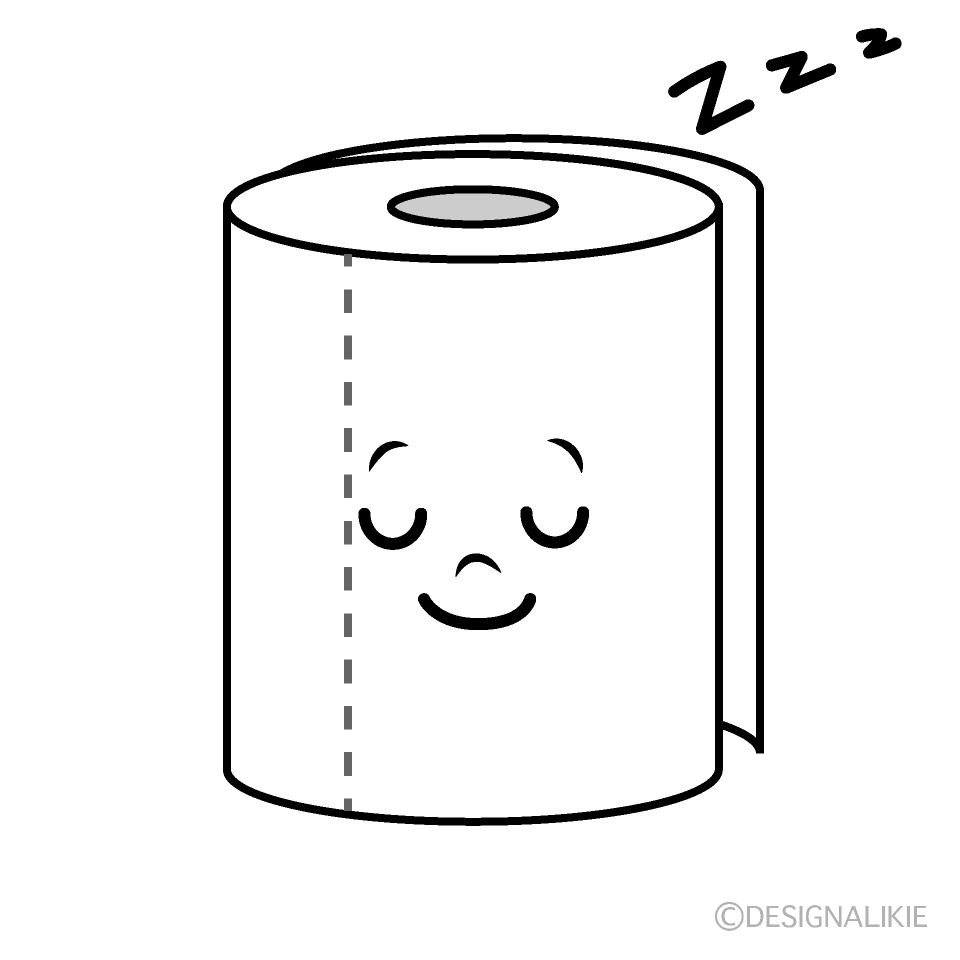 かわいい寝るトイレットペーパーイラスト
