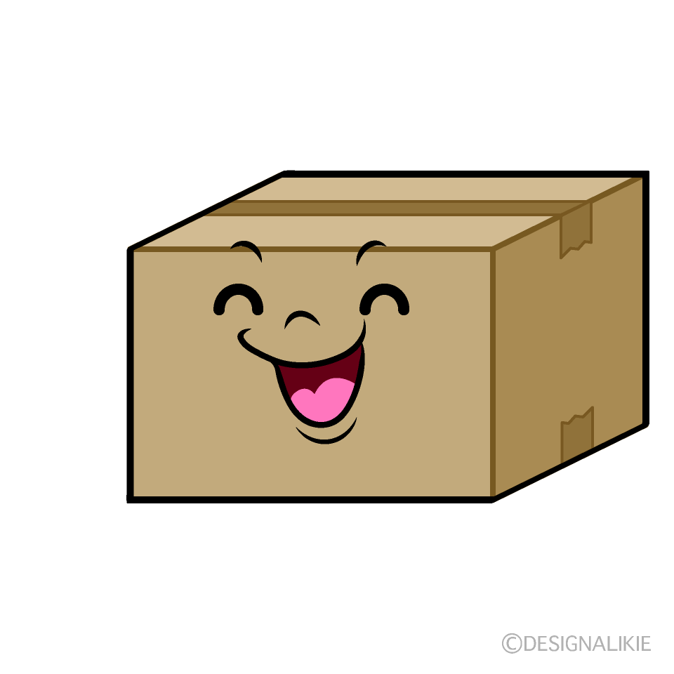 かわいい笑顔のダンボールイラスト