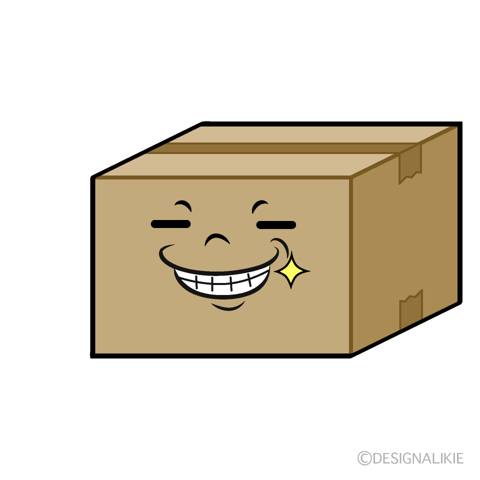 かわいいニヤリのダンボールイラスト