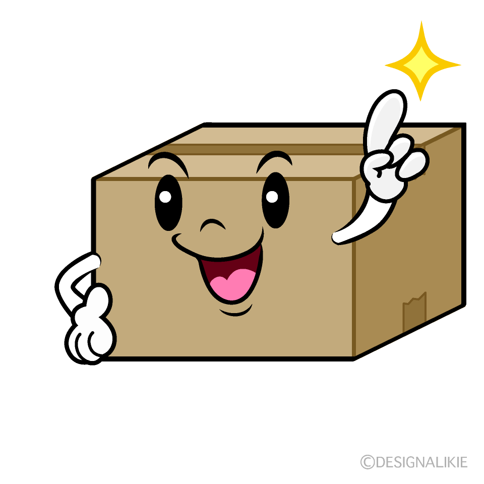 かわいい指差すダンボールイラスト