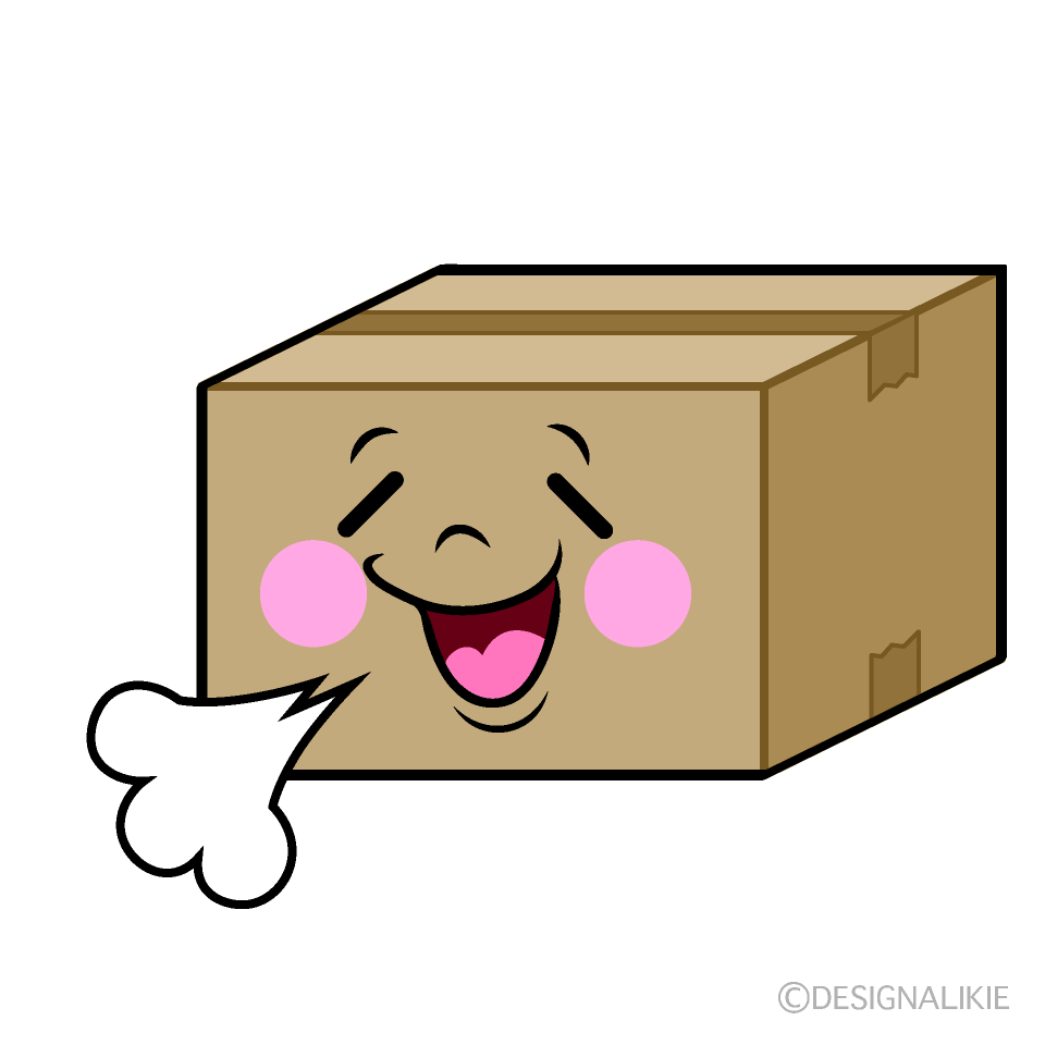 かわいいリラックスするダンボールイラスト