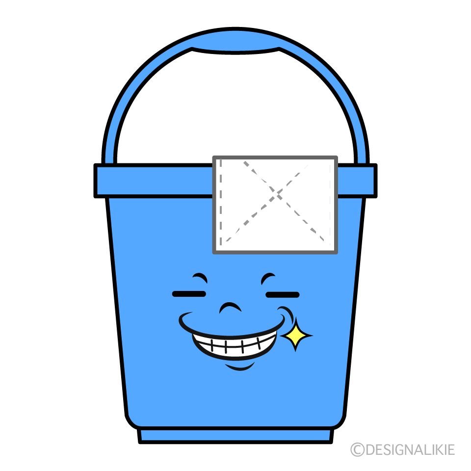 かわいいニヤリの掃除バケツイラスト