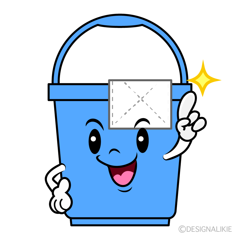 かわいい指差す掃除バケツイラスト