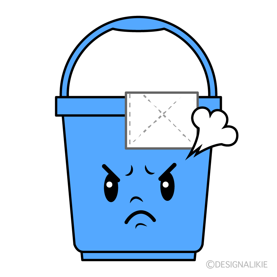 かわいい怒る掃除バケツイラスト