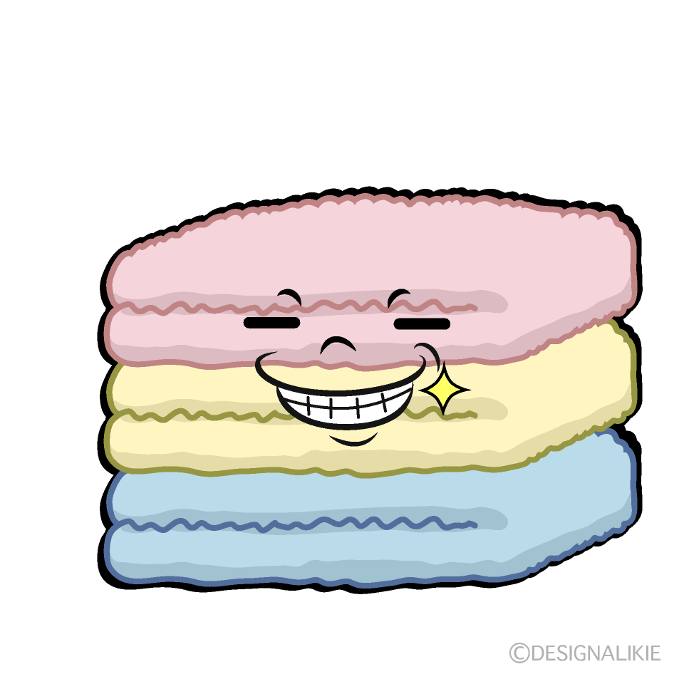 かわいいニヤリのタオルイラスト