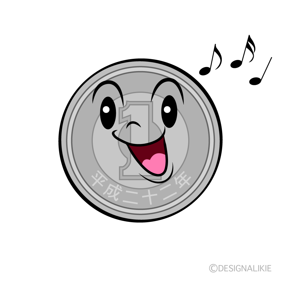 かわいい歌う一円玉イラスト