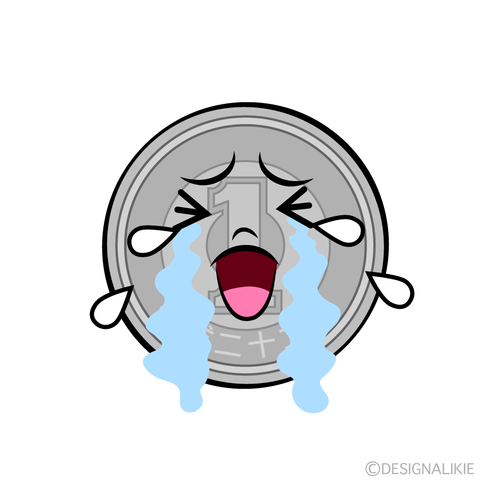 かわいい泣く一円玉イラスト