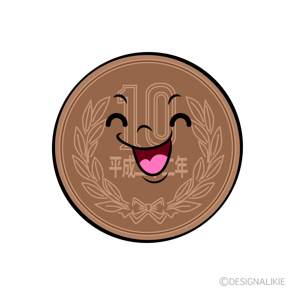 かわいい笑顔の十円玉イラスト