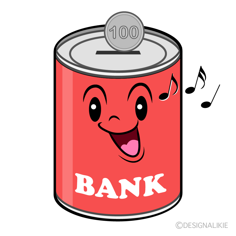 かわいい歌う貯金箱イラスト