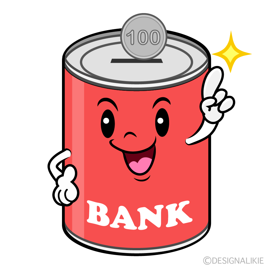 かわいい指差す貯金箱イラスト