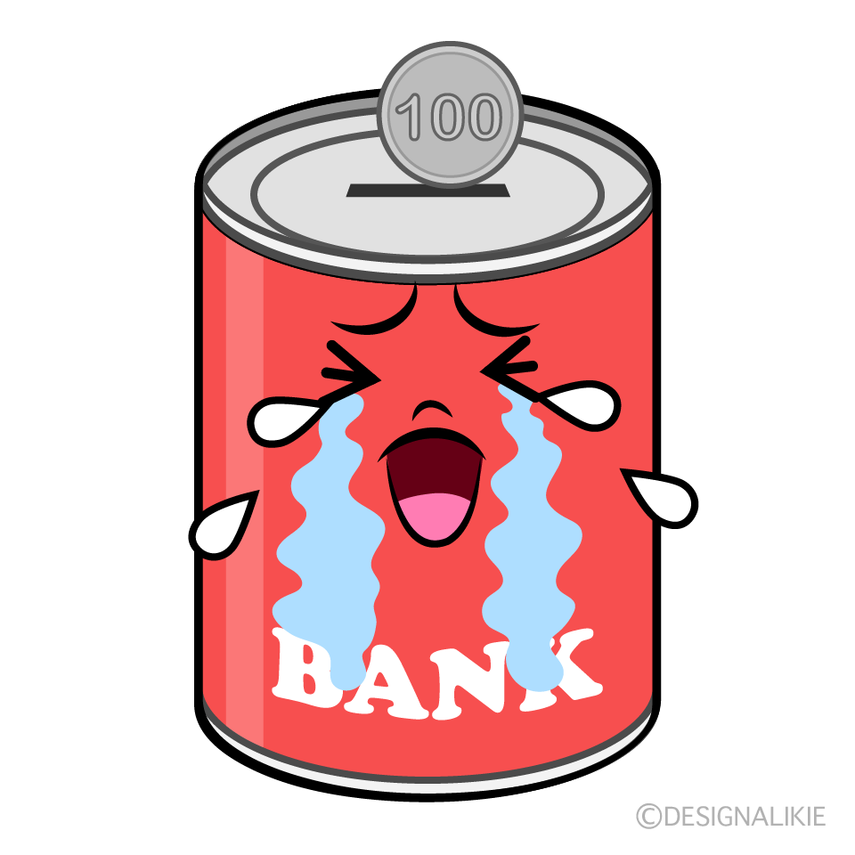 かわいい泣く貯金箱イラスト