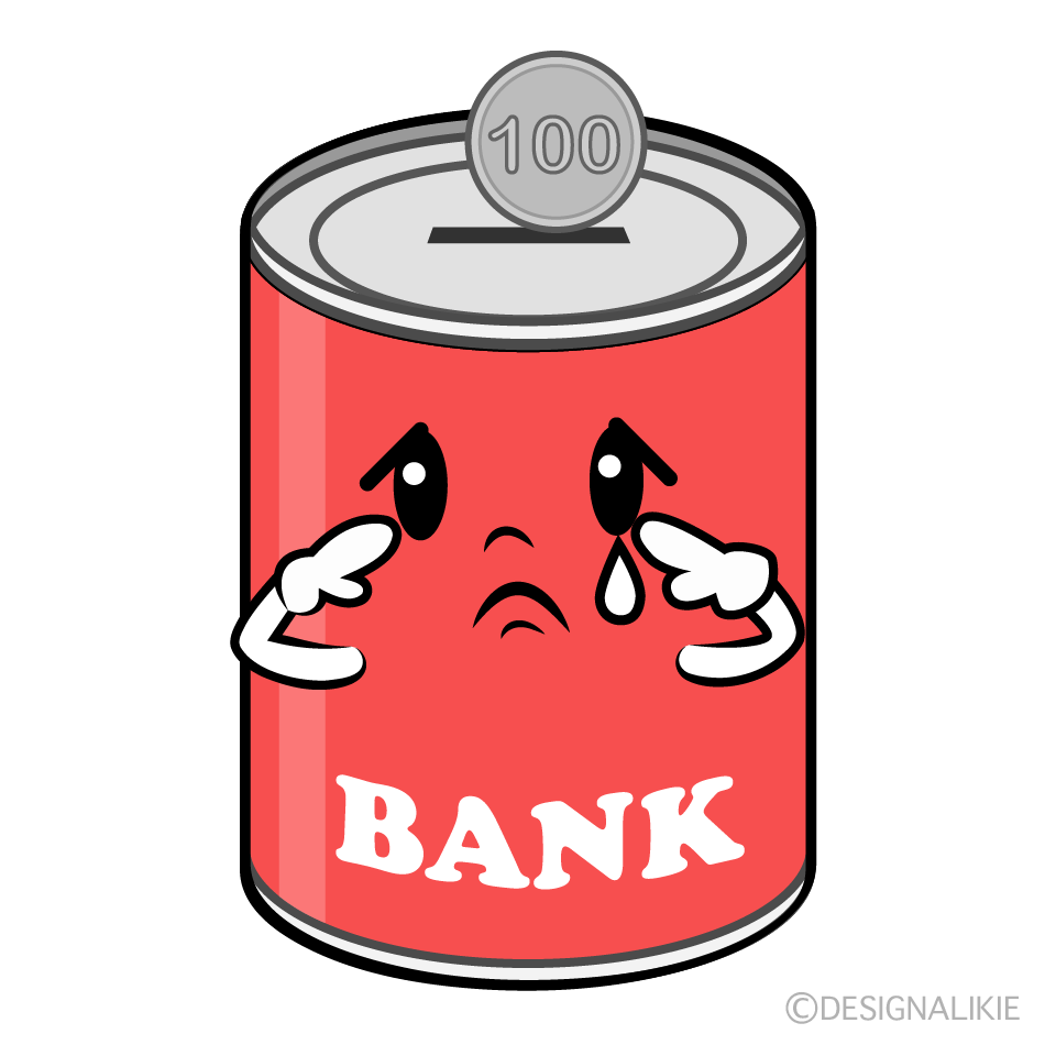 かわいい悲しい貯金箱イラスト