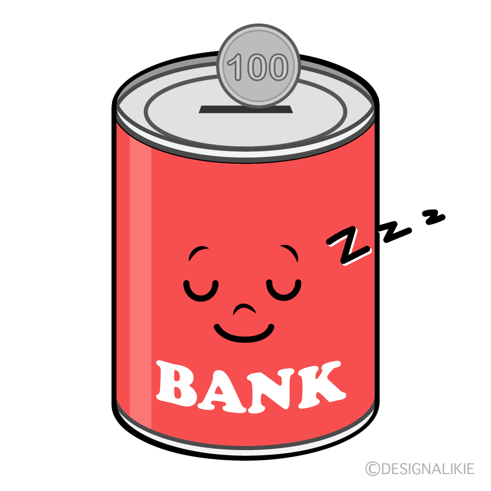 かわいい寝る貯金箱イラスト