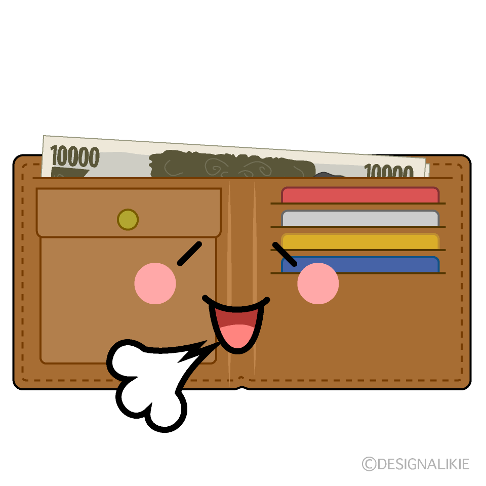 かわいいリラックスする財布イラスト