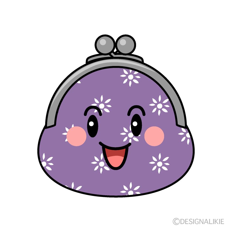 かわいい笑顔のがま口財布イラスト