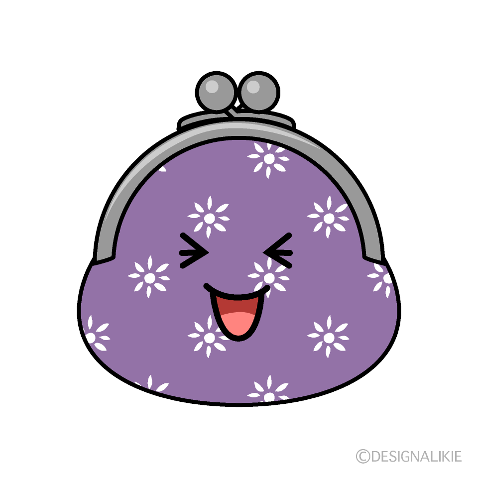 かわいい笑うがま口財布イラスト