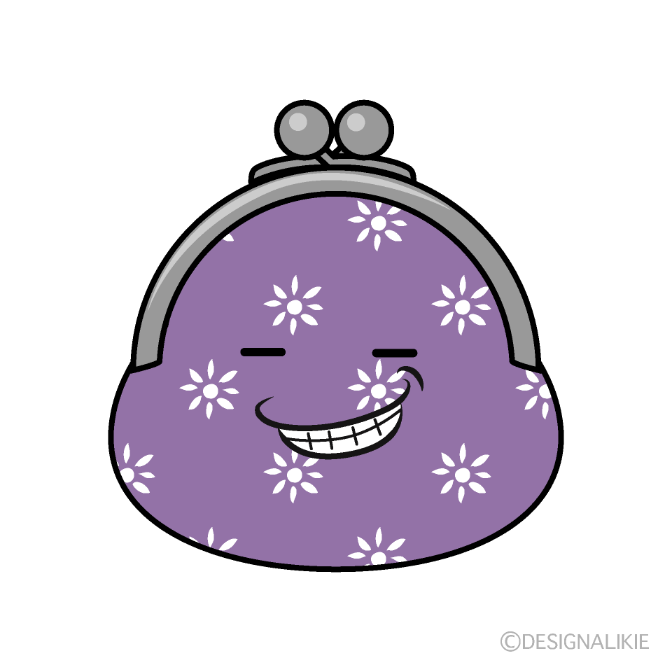 かわいいニヤリのがま口財布イラスト
