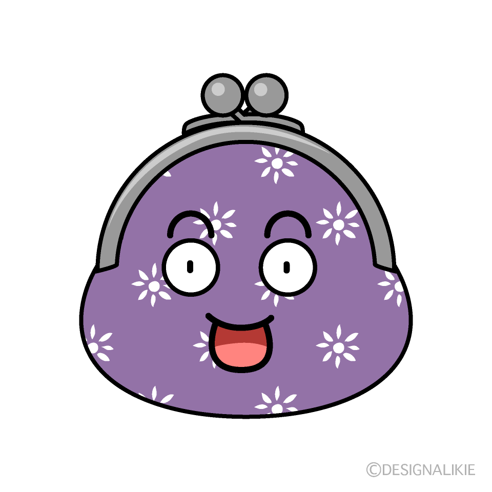 かわいい驚くがま口財布イラスト