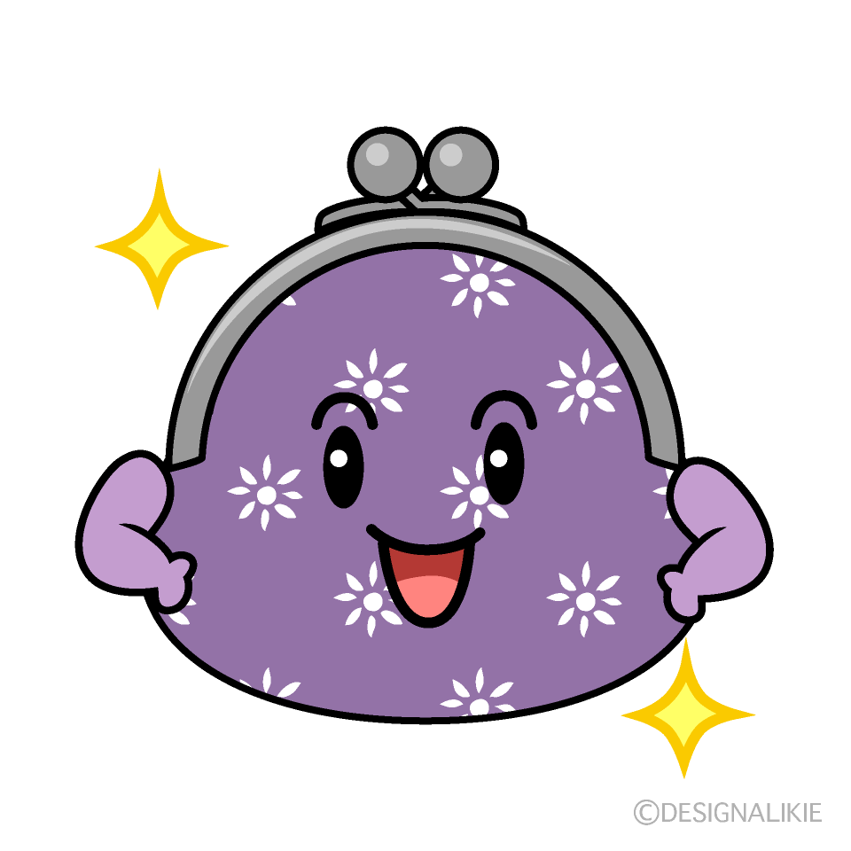 かわいい煌くがま口財布イラスト