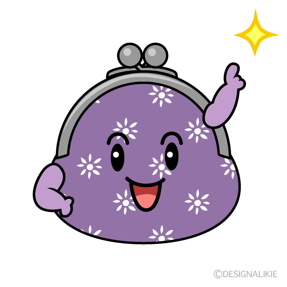 かわいい指差すがま口財布イラスト