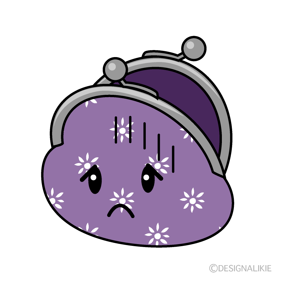 かわいい落ち込むがま口財布イラスト