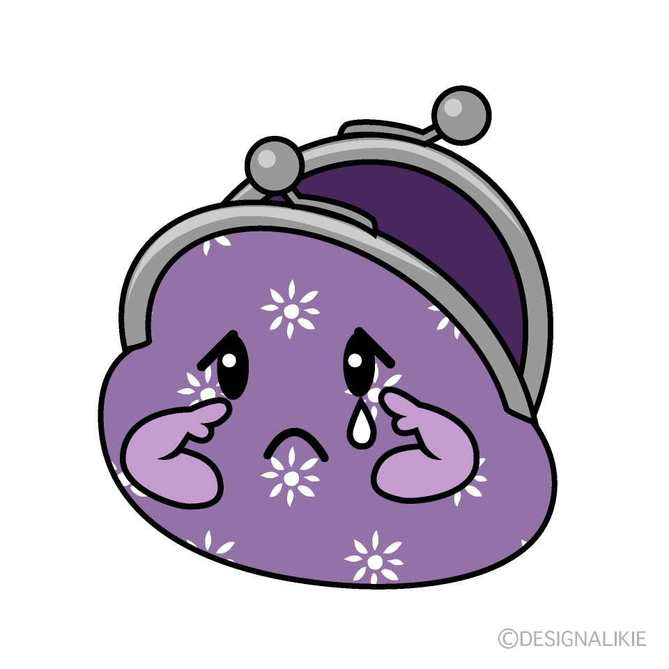 かわいい悲しいがま口財布イラスト
