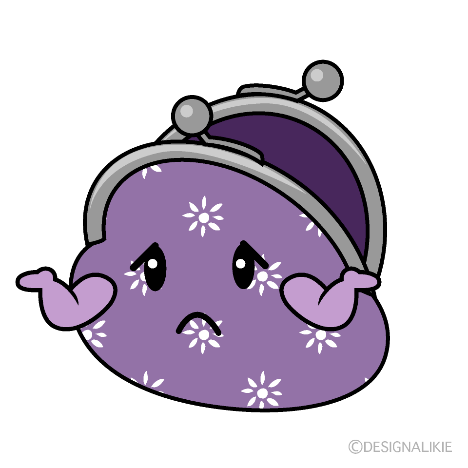 かわいい困るがま口財布イラスト