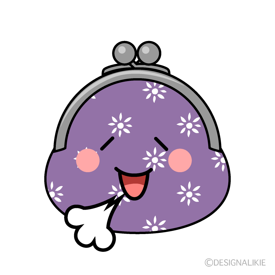 かわいいリラックスするがま口財布イラスト
