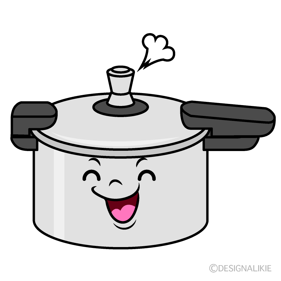 かわいい笑顔の圧力鍋イラスト