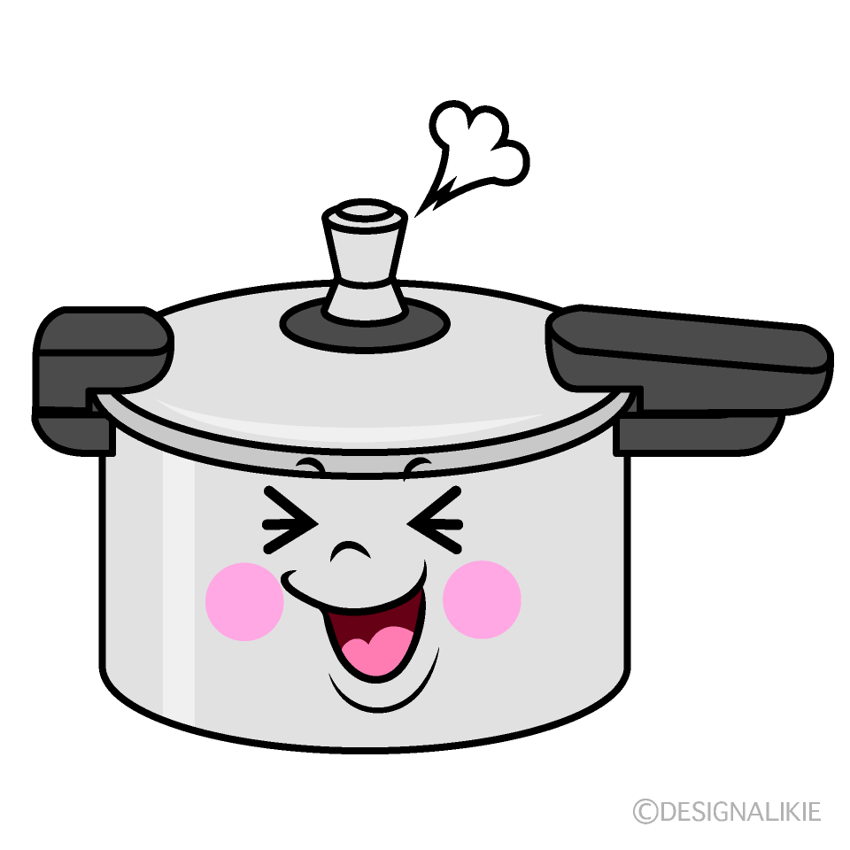 かわいい笑う圧力鍋イラスト