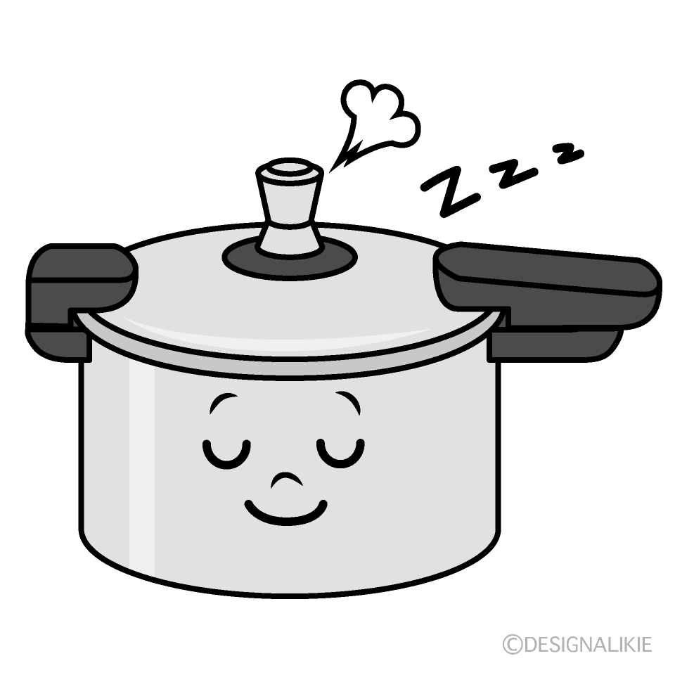 かわいい寝る圧力鍋イラスト