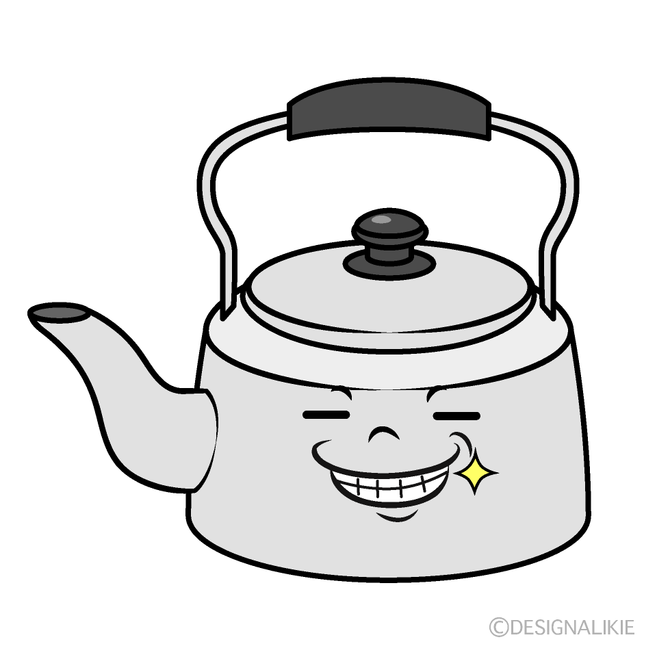 かわいいニヤリのやかんイラスト