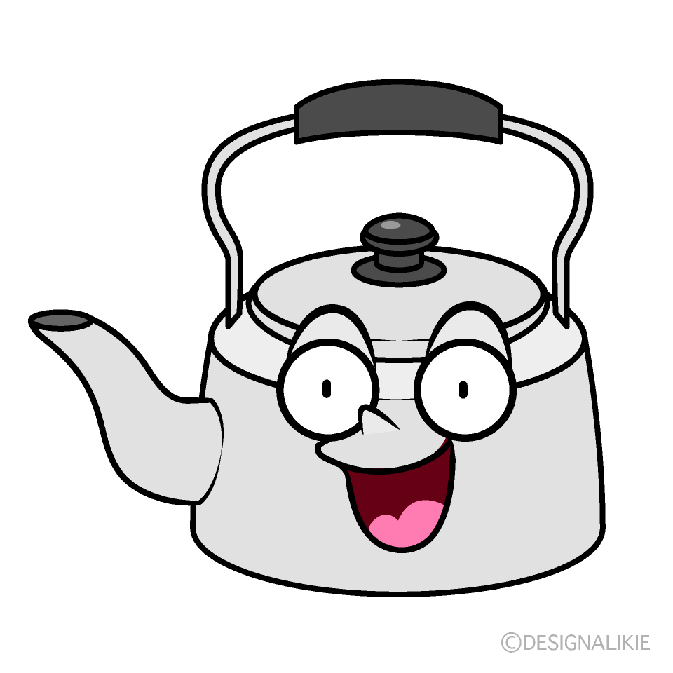 かわいい驚くやかんイラスト