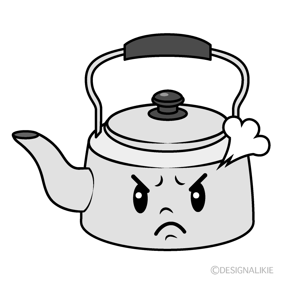 かわいい怒るやかんイラスト