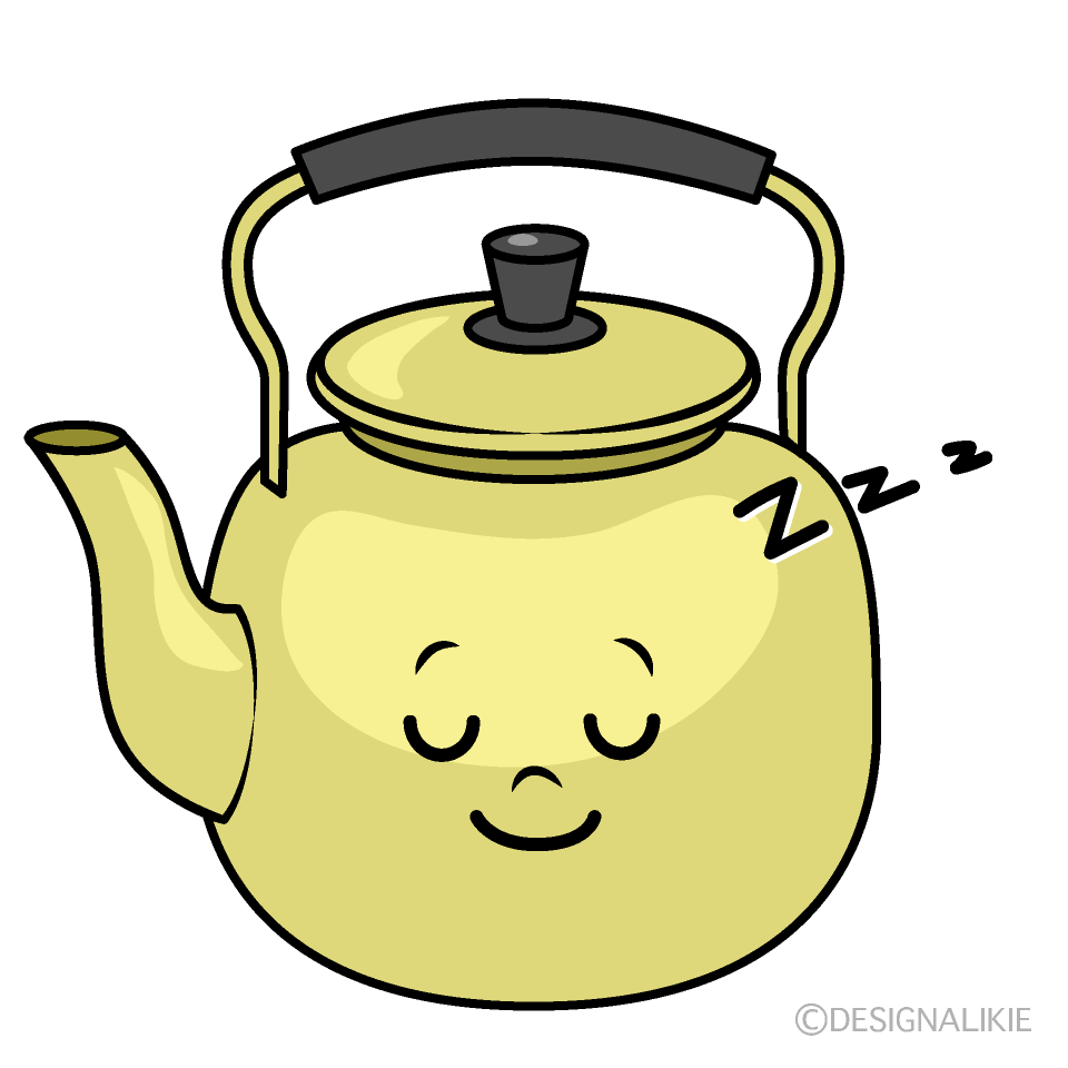 かわいい寝る大きいやかんイラスト