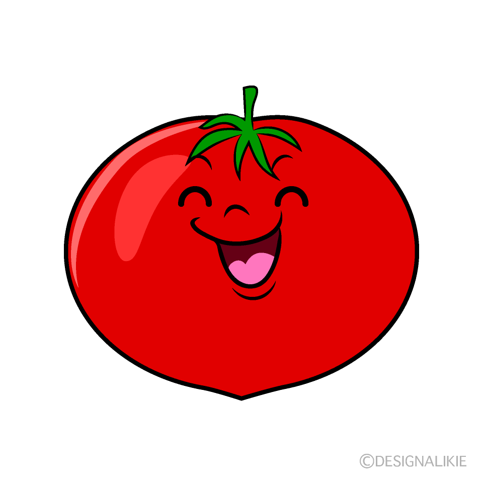 かわいい笑顔のトマトイラスト