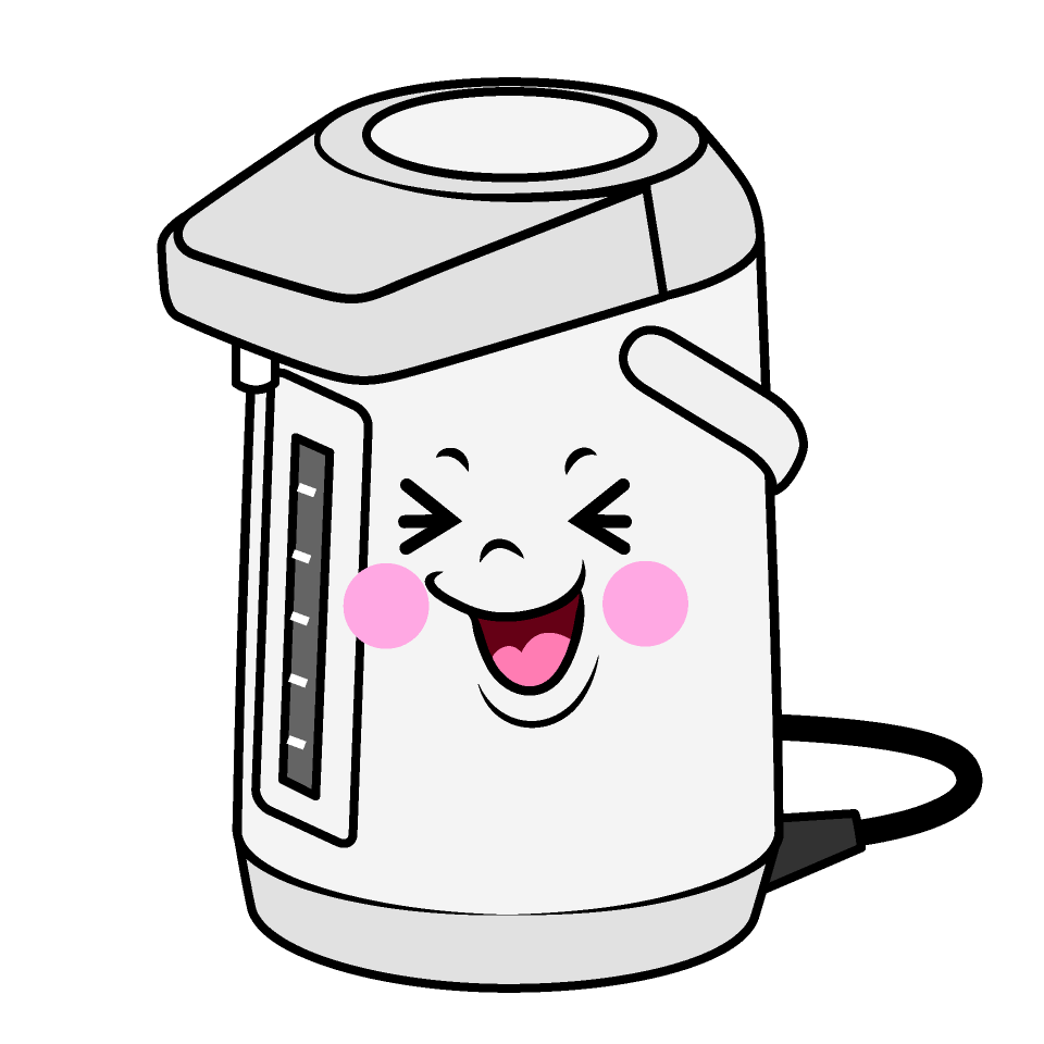 かわいい笑う電気ポットイラスト