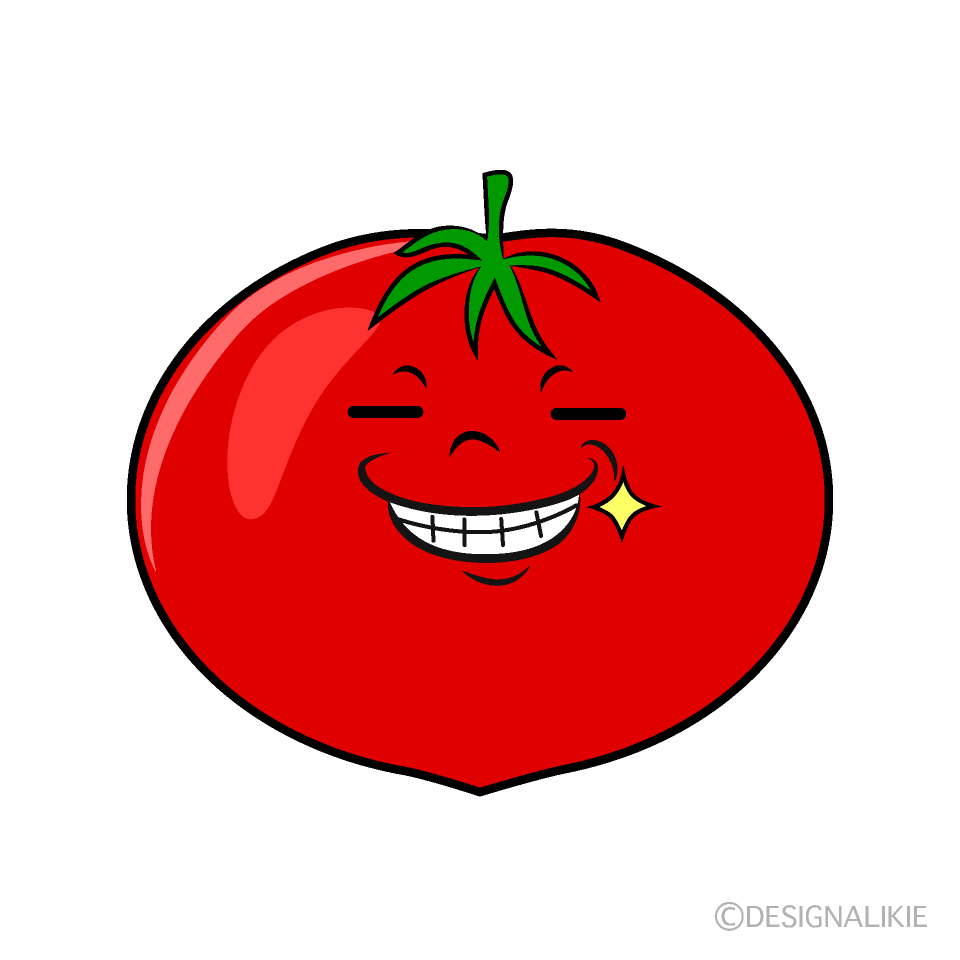 かわいいニヤリとするトマトイラスト